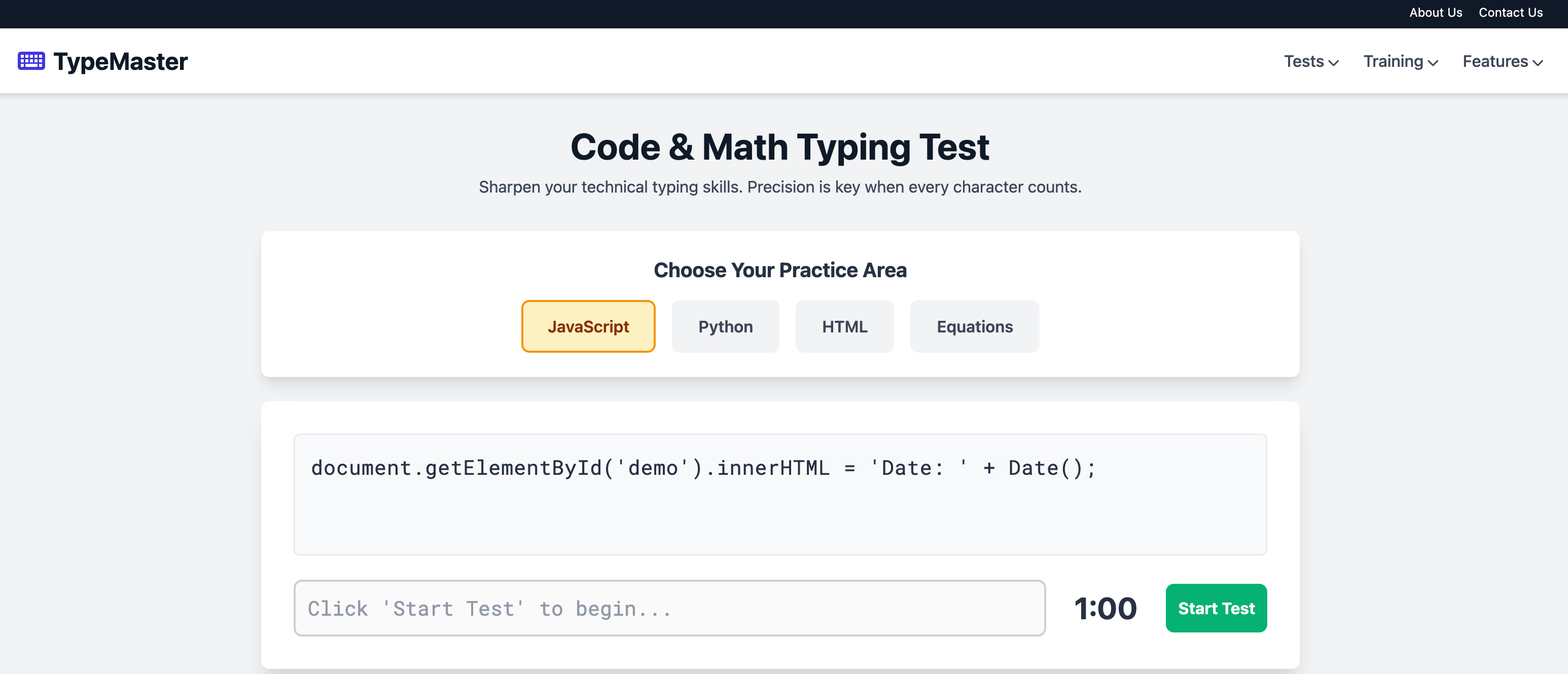 Code & Math Typing Test
