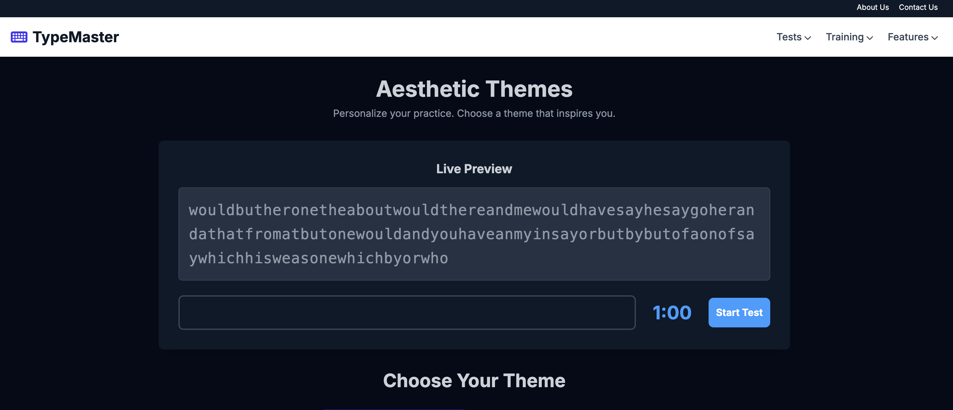 Aesthetic Themes for Typing Test